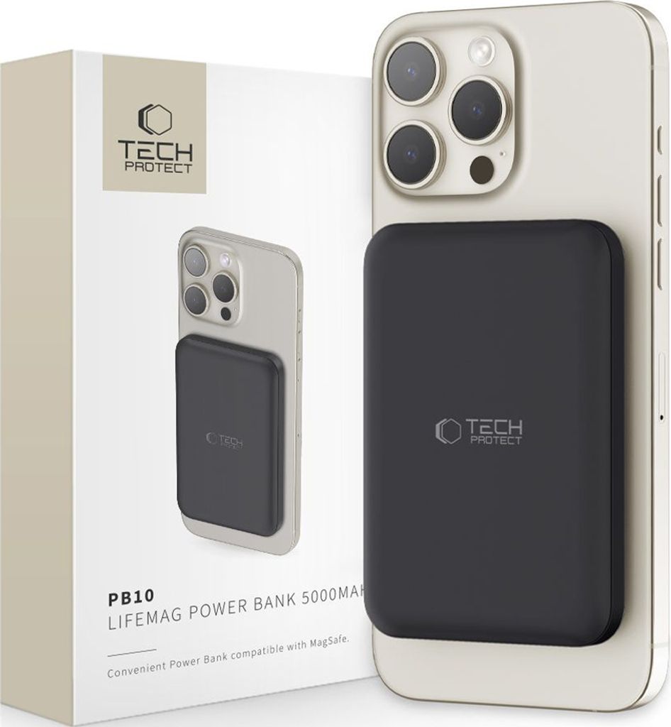 Tech-Protect Pb10 Lifemag Magsafe Power Bank 5000 Mah Schwarz