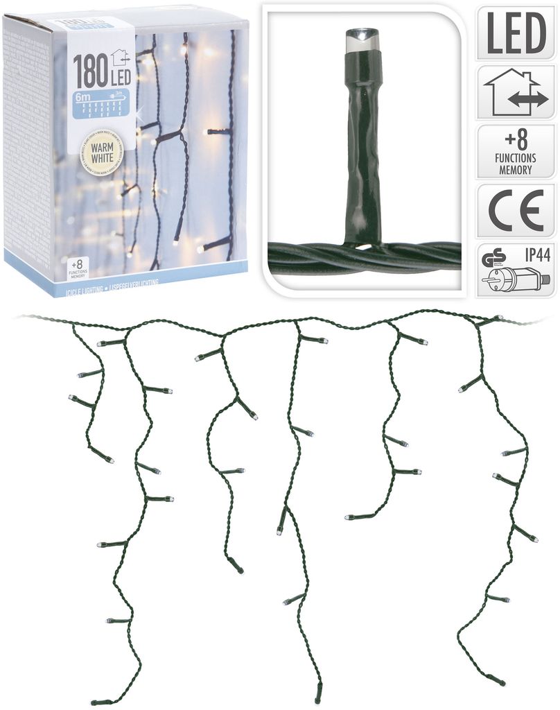 LED-Lichterkette Eiszapfen ,180 LEDs, 230 V, IP 44, 8 Produktbild 