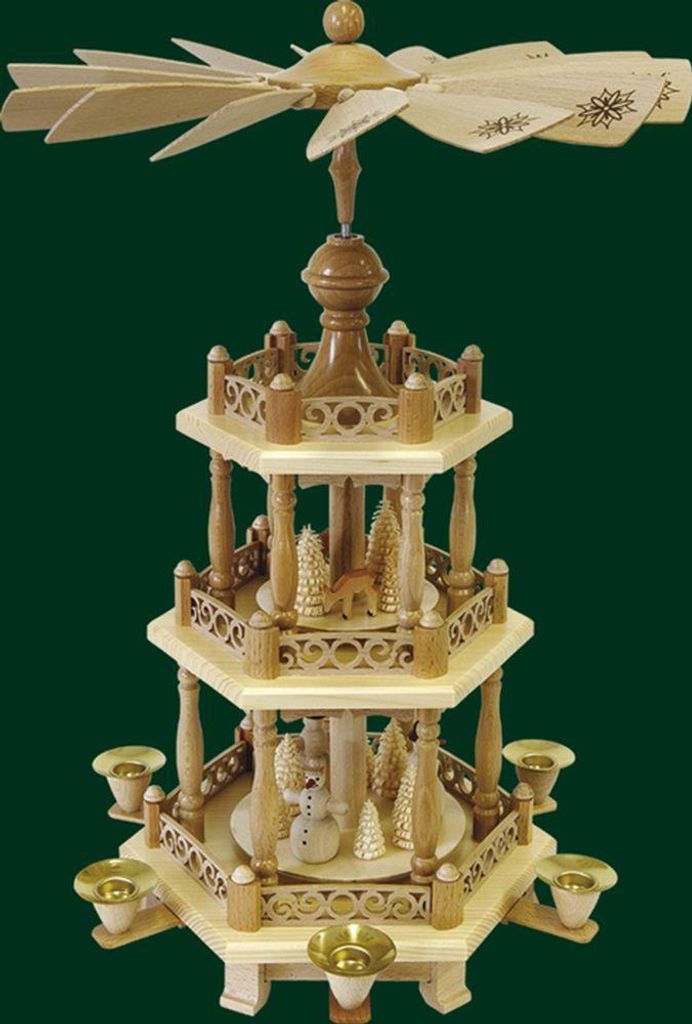 3-stöckige Pyramide Barockzaun und Schneemänner (47cm) von Richard Glässer