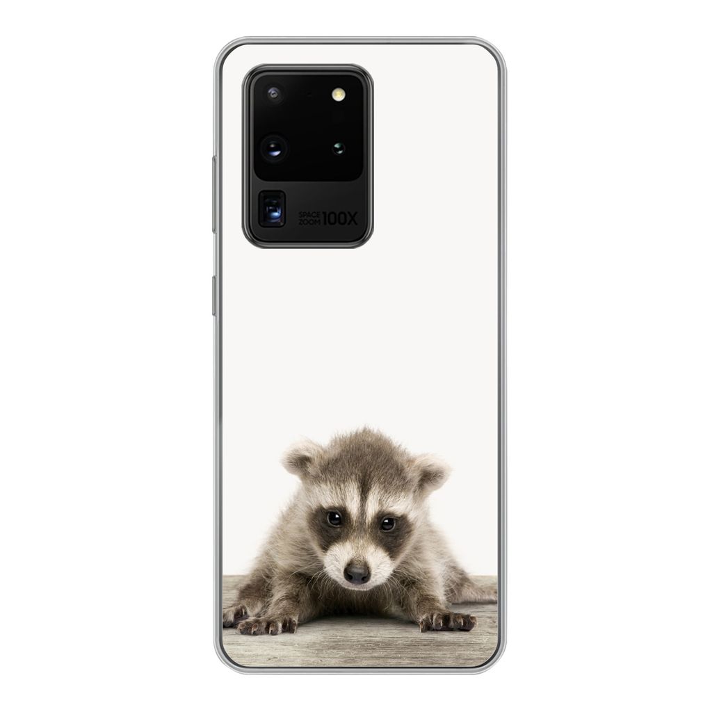 MuchoWow Handyhülle Schutzhülle Hülle für Samsung Galaxy S20 Ultra Waschbär - Tiere - Jungen - Mädchen Silikon Softcase Handy Hülle - Kart...