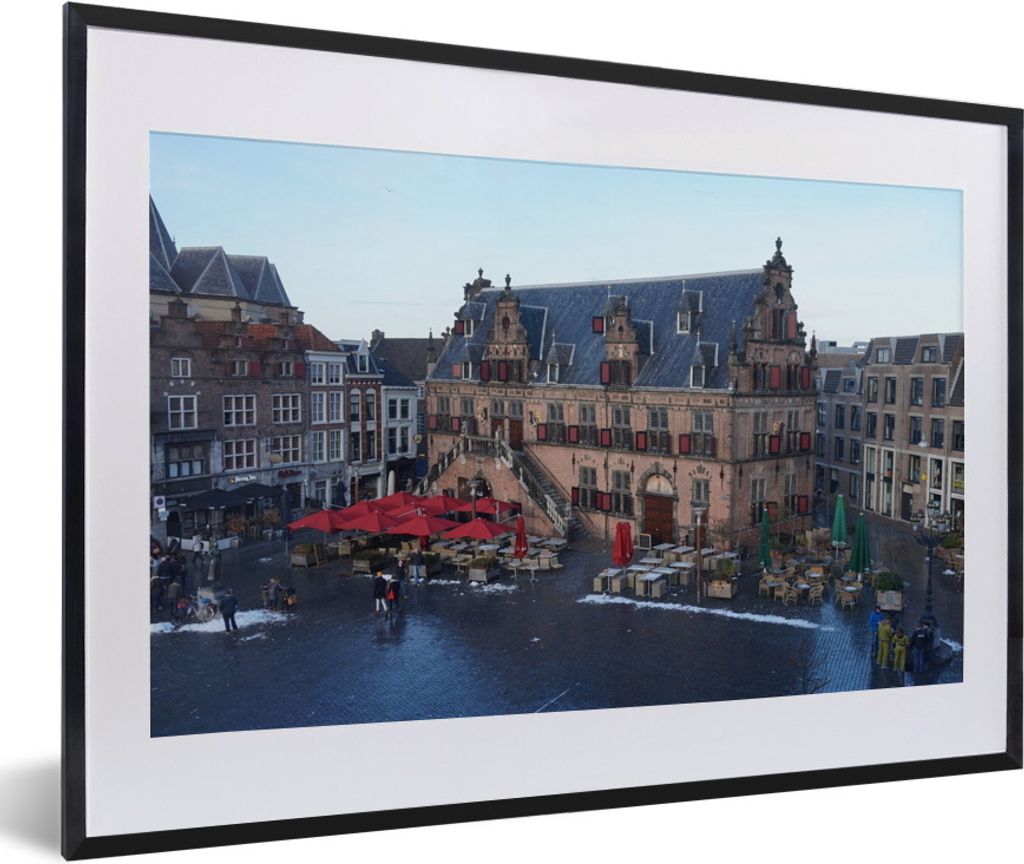MuchoWow MuchoWow Gerahmtes Poster Markt - Nijmegen - Stadt 60x40 cm - Poster mit zchwarzem Bilderrahmen - Schlafzimmer - Plakat in Rahmen - Dr...