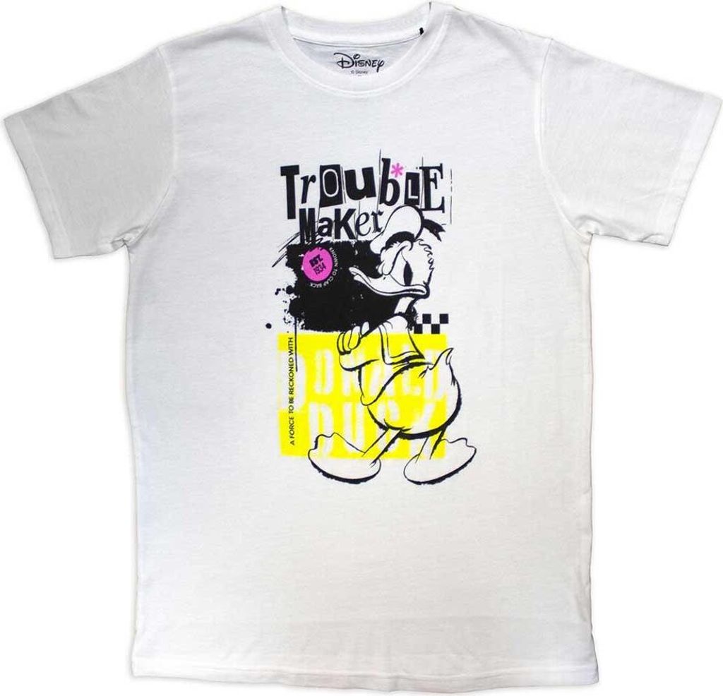 Donald Duck - "Trouble Maker" T-Shirt für Herren/Damen Uni RO11427 (XXL) (Weiß)
