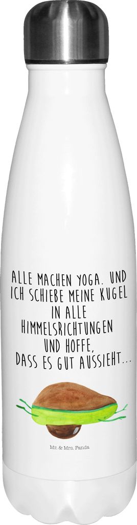 Mr. & Mrs. Panda Thermos Avocado Yoga - Weiß - Geschenk, Humor, Unsportlich, thermobehälter, thermosflaschen, Hilfe, isolierflaschen, trinkflasch...