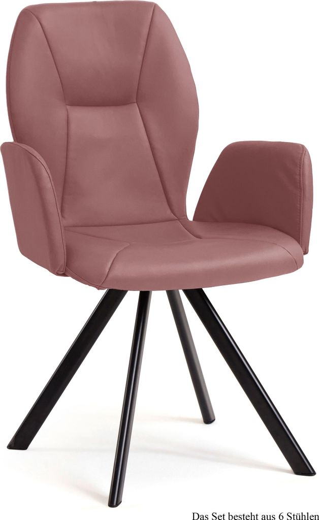 Armlehnstuhl (6er-Set) Denna 58x92x60 Schwarz/Rosewood
