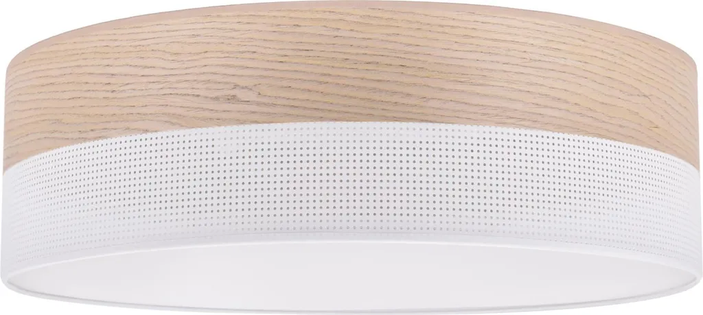 Lampada Soffitto Wood Plexi 50cm Legno Rovere Bianco E27 Plafoniera