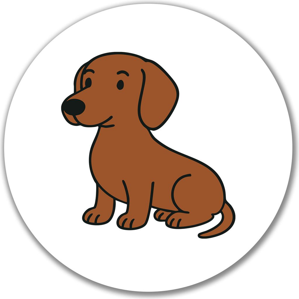 Huuraa Aufkleber Kurzhaar Dackel Dachshund Comic 10cm rund Sticker Geschenkidee