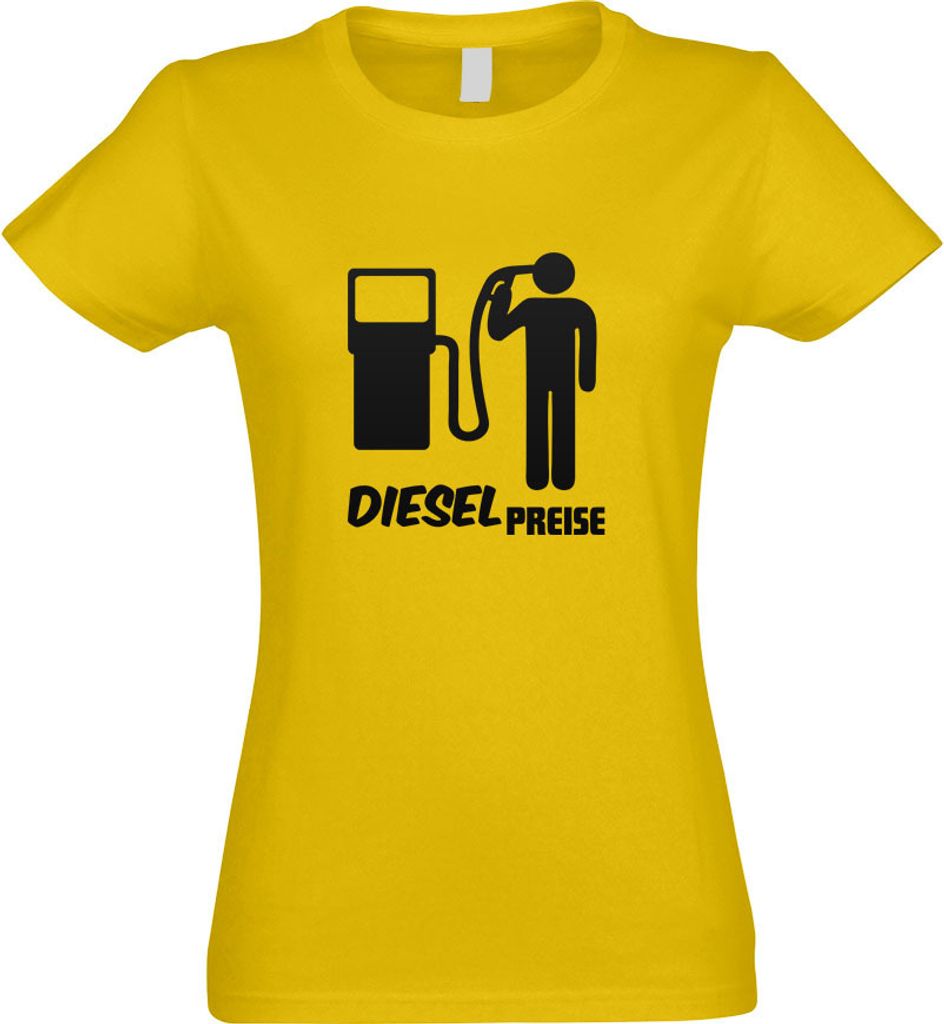 Kiwistar - T-Shirt tailliert - Damen - gelb - Diesel Preise - mit Motiv Bedruckt - Funshirt Design - Sport - Freizeit - Damen - S
