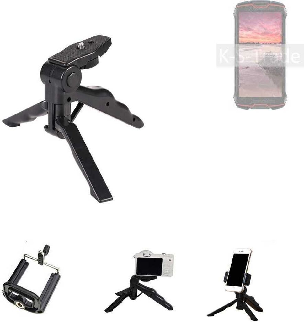 K-S-Trade Stativ Tisch-Ständer Dreibein Handy-Stativ Ständer kompatibel mit Cubot King Kong Mini 2 Pro Mini-Stativ Smartphone Tripod Handy-Stativ