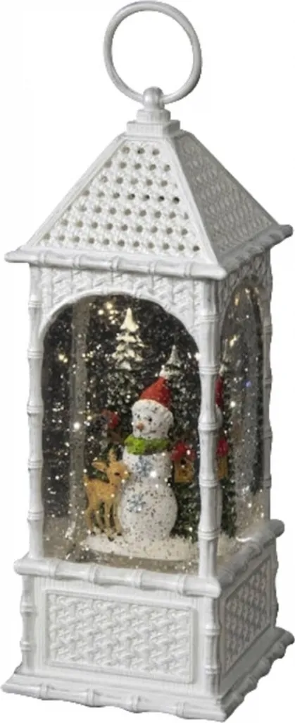 Lanterne LED à effet neige tourbillonnante avec Bonhomme de neige