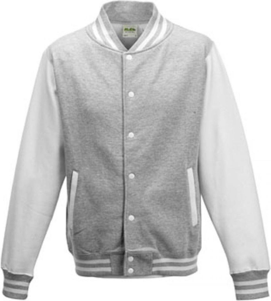 Just Hoods JH043 | Varsity Jacket / College Jacke - Farbe: Heather Grey/White - Größe: M