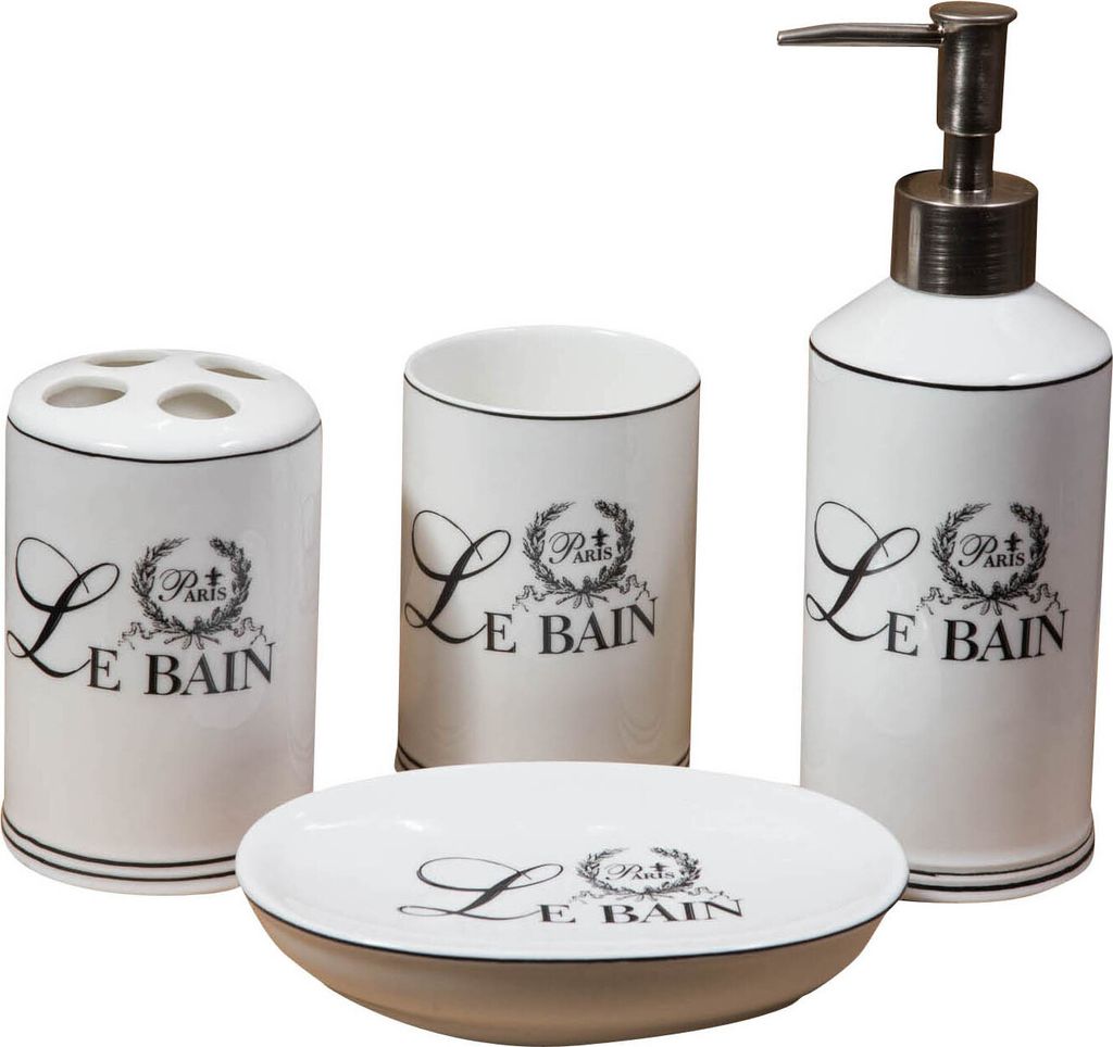 Badezimmer set, Badaccessoires aus Porzellan, 4 bad accessoires