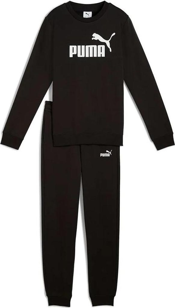 Puma ESS No.1 Logo Crew Sweat Suit FL B - schwarz, Größe:140