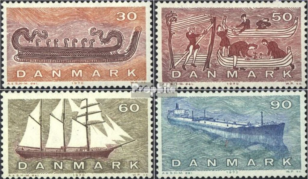 Briefmarken Dänemark 1970 Mi 501-504 (kompl.Ausg.) postfrisch Schiffahrt