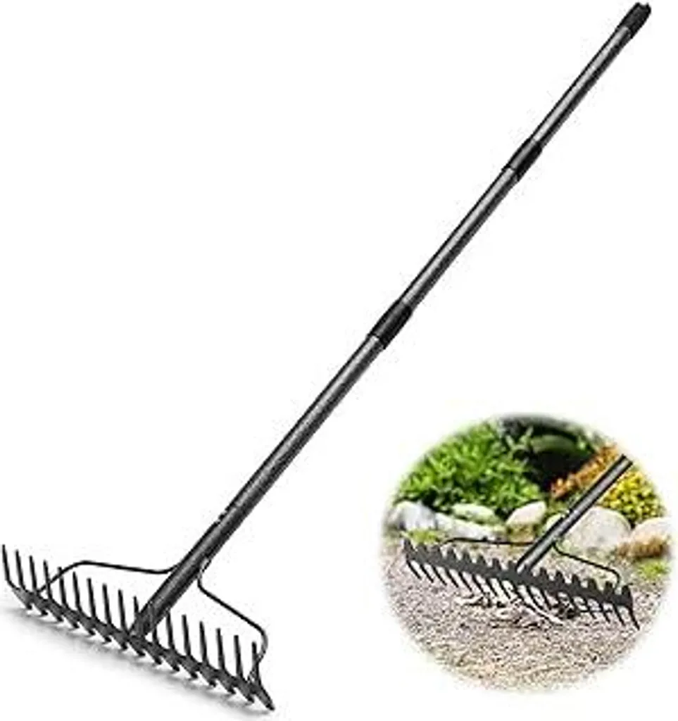 Rastrello Metallico Professionale 17 Denti - Manico Lungo 152cm Acciaio
