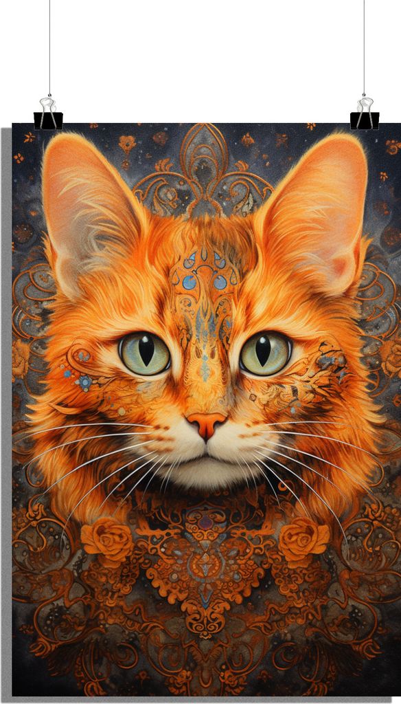 Stilvolles Poster - Katzen Poster - Tier Poster - Meditations Poster - Kunstposter - Elegantes Poster - 61x91cm - Perfekt zum Einrahmen