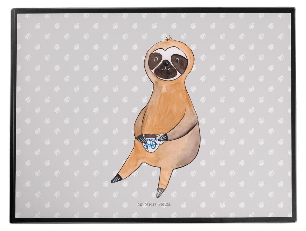 Mr. & Mrs. Panda Schreibunterlage Faultier Kaffee - Grau Pastell - Geschenk, tischpad, bastelunterlagen, schreibtischunterlagen, Coffee, schreibtis...