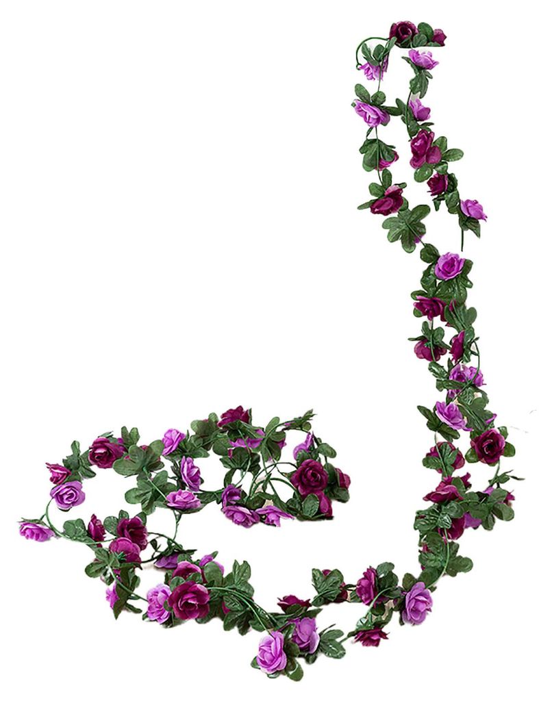 2,5 m lange künstliche Blumengirlande, realistische UV-beständige Kunstblumen aus Rattan, ideal für Hochzeiten und Partys, zum Aufhängen und De...