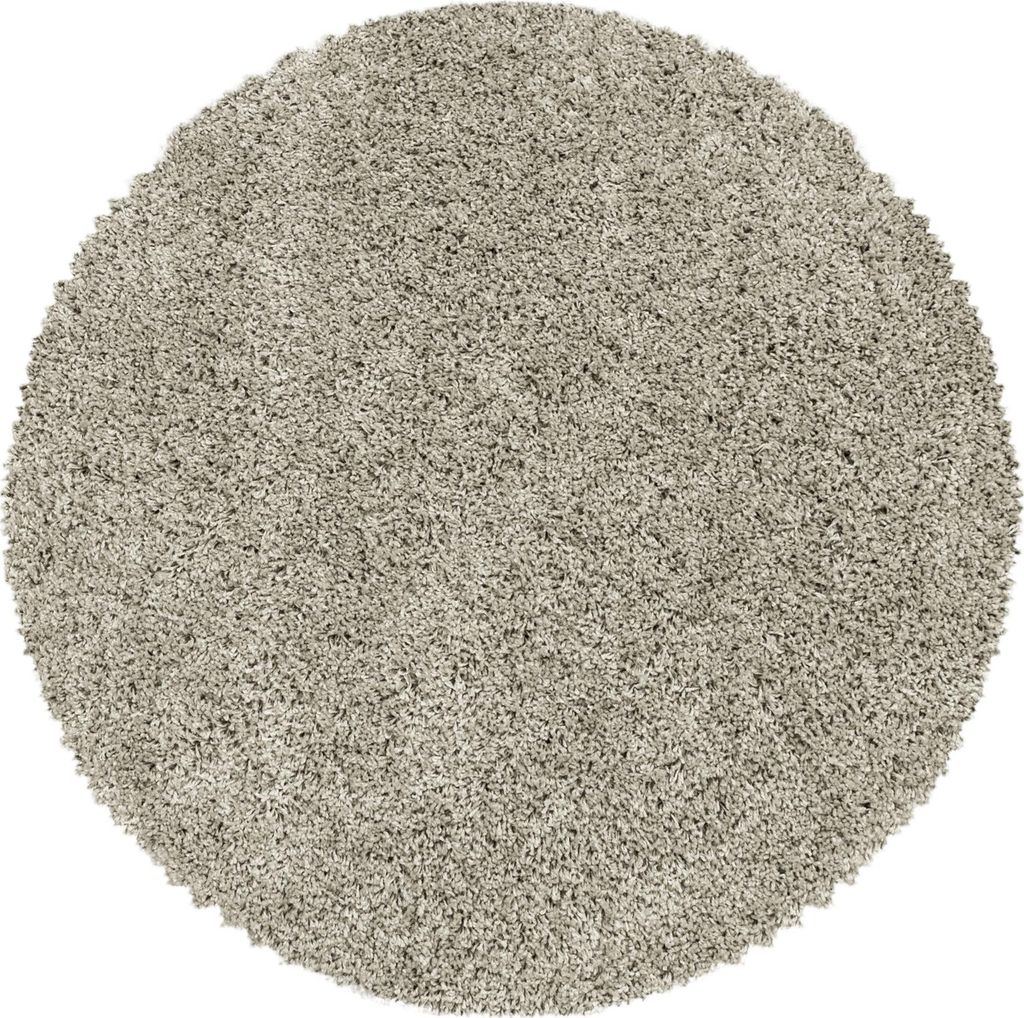 Teppich Wohnzimmer Hochflor Natur 80x80 Rund Unicolor - Produktbild 