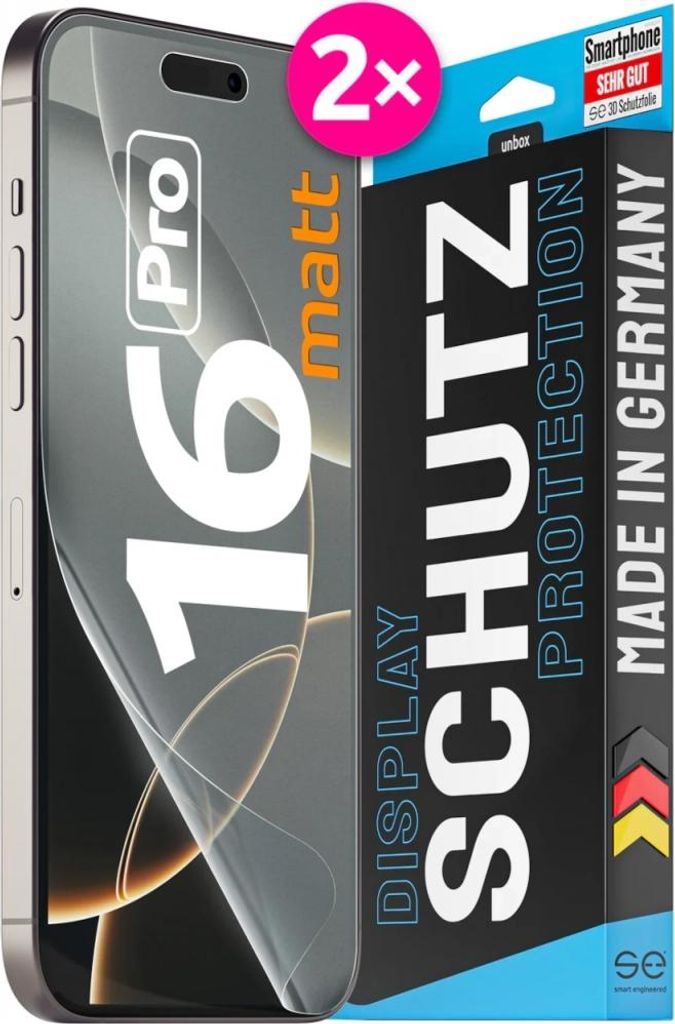 smart engineered SE0-F0102-0525-24-M 3D Schutzfolie iPhone 16 Pro entspiegelt