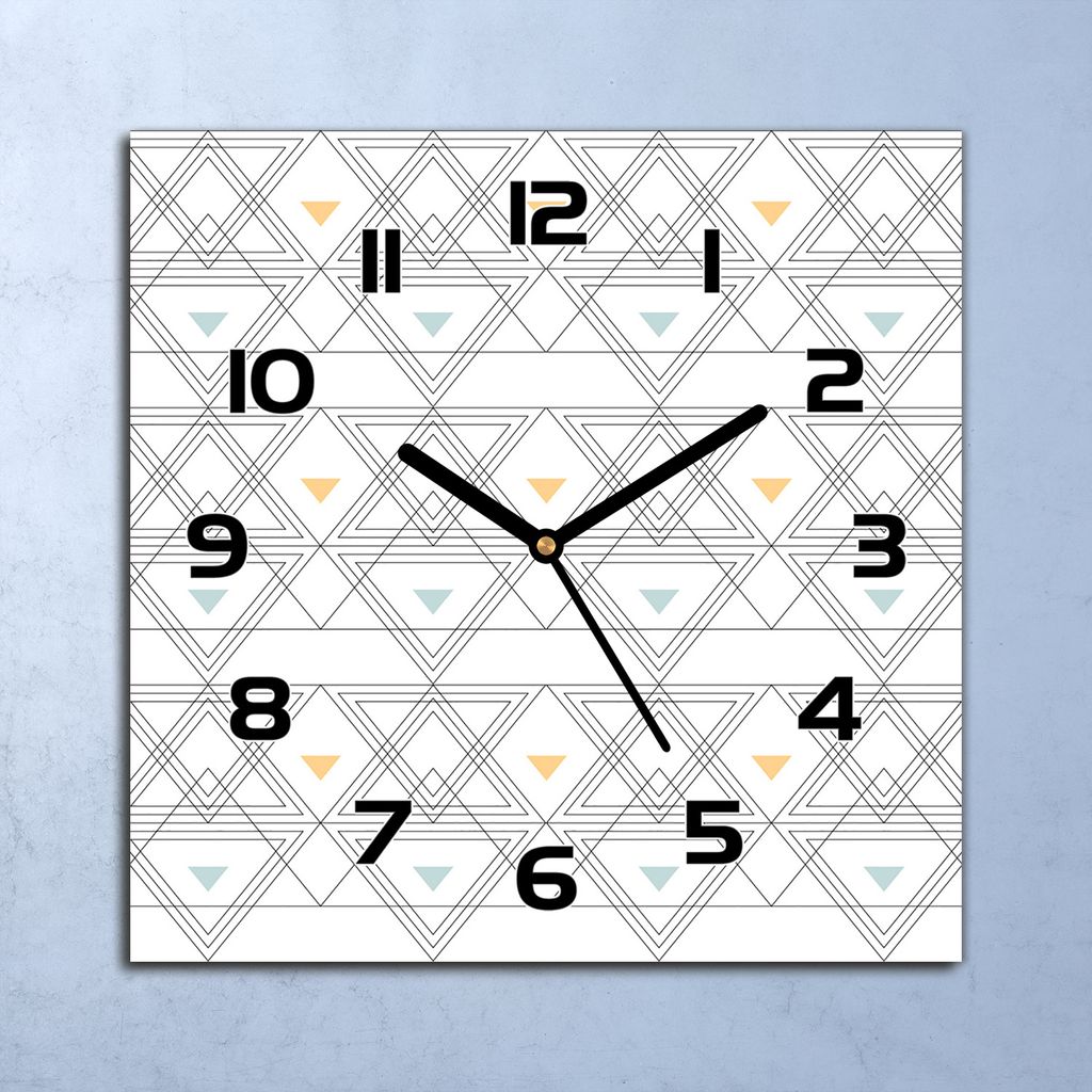 Wanduhr Echt-Glas-Küchenuhr Abstrakte Dreiecke Quarz 30x30 Deko Bilder