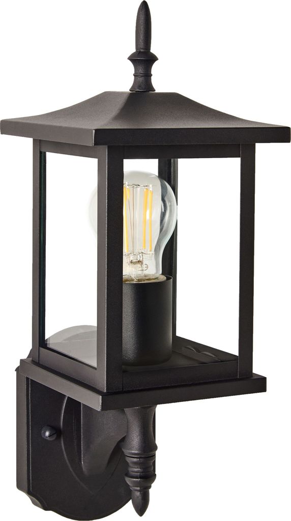 BELIANI Außenwandleuchte Schwarz Metall und Glas 40 cm Laternen-Optik IP44 Modern Außenleuchte Beleuchtung für Außen Draußen Terrasse Balkon