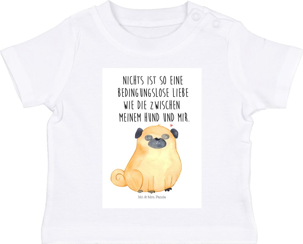 Mr. & Mrs. Panda Babyshirt Mops 12. - 18. Monat - Weiß - Geschenk, T-Shirt Baby, Hund, Kleinkind, Hundeliebe, Knuffig, Oberteil, Sprüche, , Liebe...