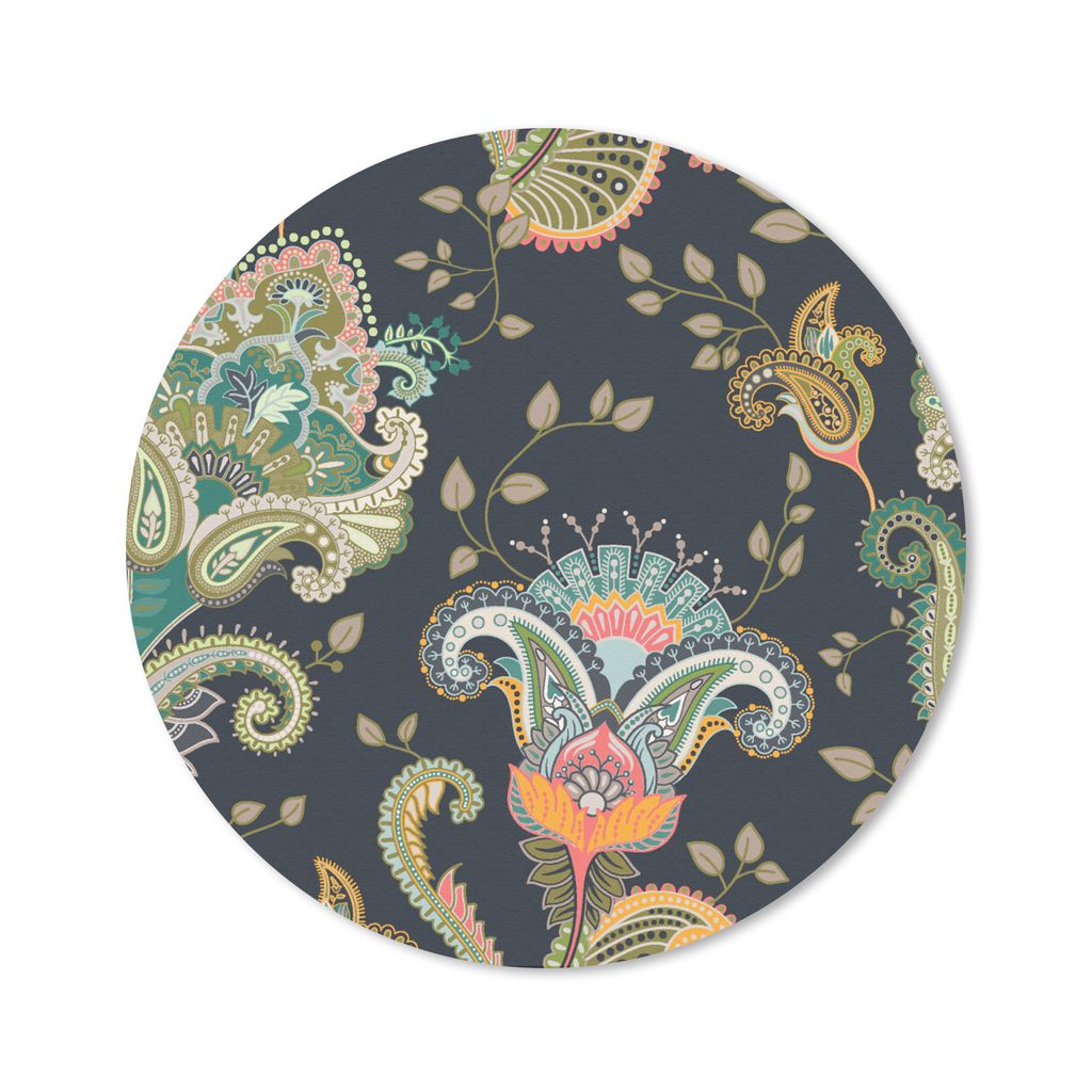 MuchoWow Mauspad Mousepad Blumen - Chic - Vintage - Bohème - Muster 50x50 cm - Mousepads - Maus Mat - Pad - Mausunterlage - Vinyl