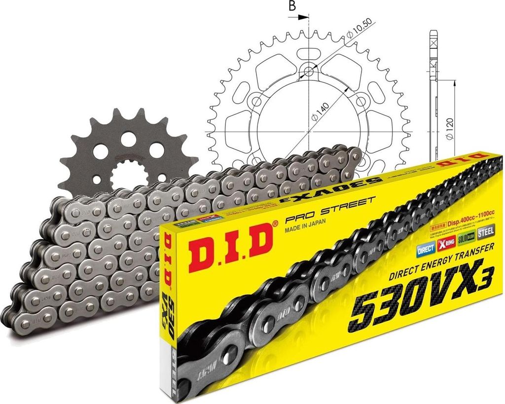 Kit Alu (schwarz) KA/SU VN800 Drifter 99-06/GSX... 17-40-112 DID530VX3 Endlos