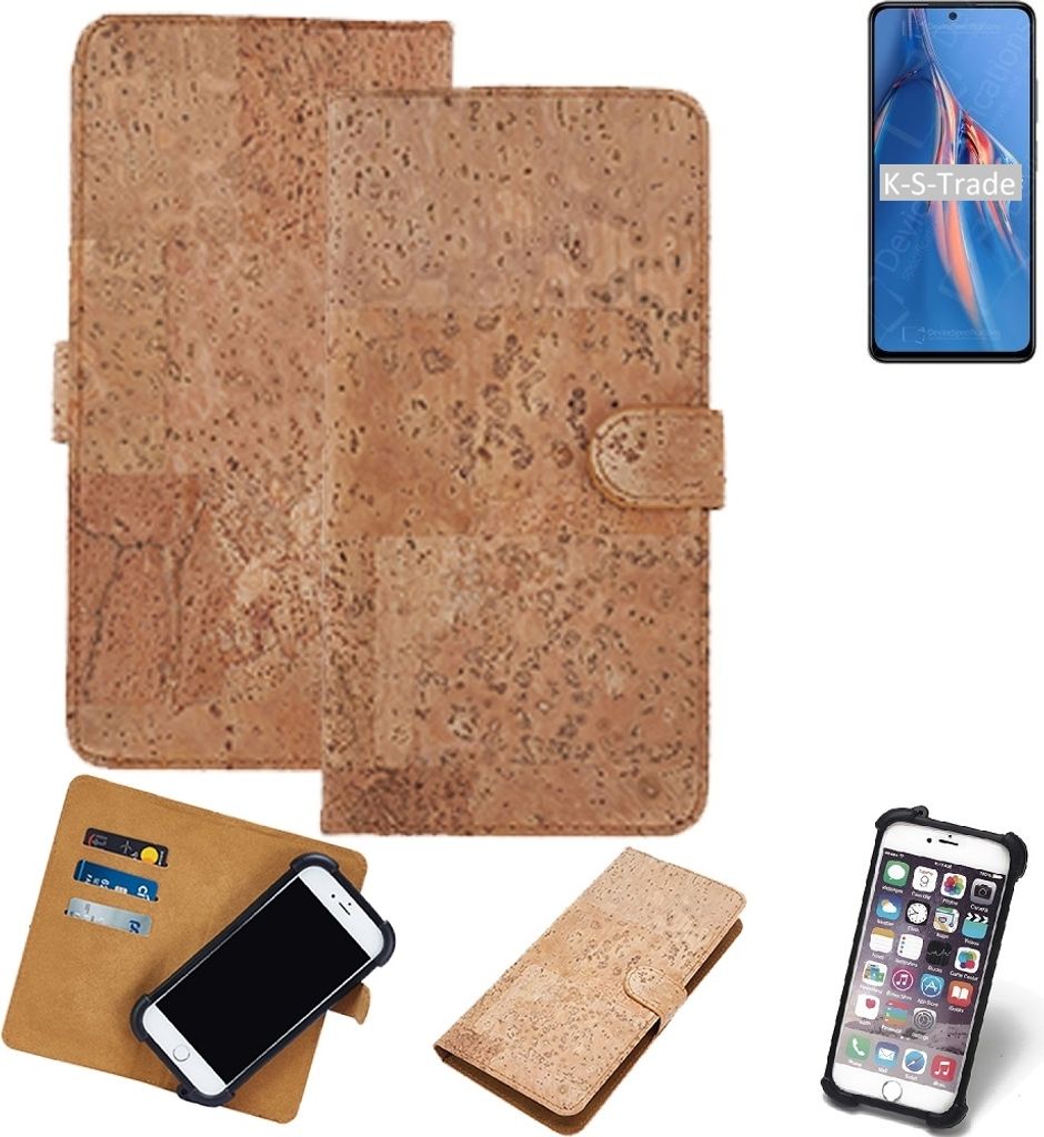 K-S-Trade Hülle kompatibel mit Xiaomi Redmi Note 11E Pro Kork Handyhülle Cover Schutzhülle TPU Case Bumper in Hellbraun, (1x)