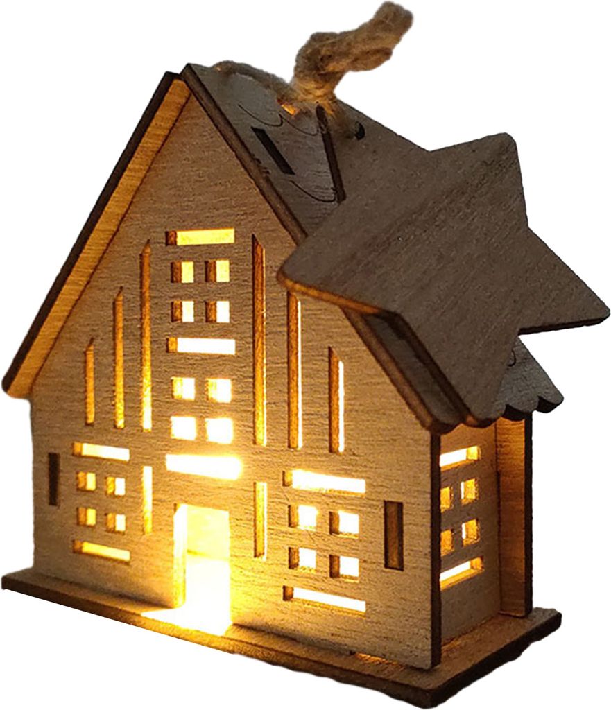 1 Set Weihnachtshaus-Ornament, langlebig, warm, leicht, Holzhaus-Modell für Zuhause, Urlaub, festliche Dekoration