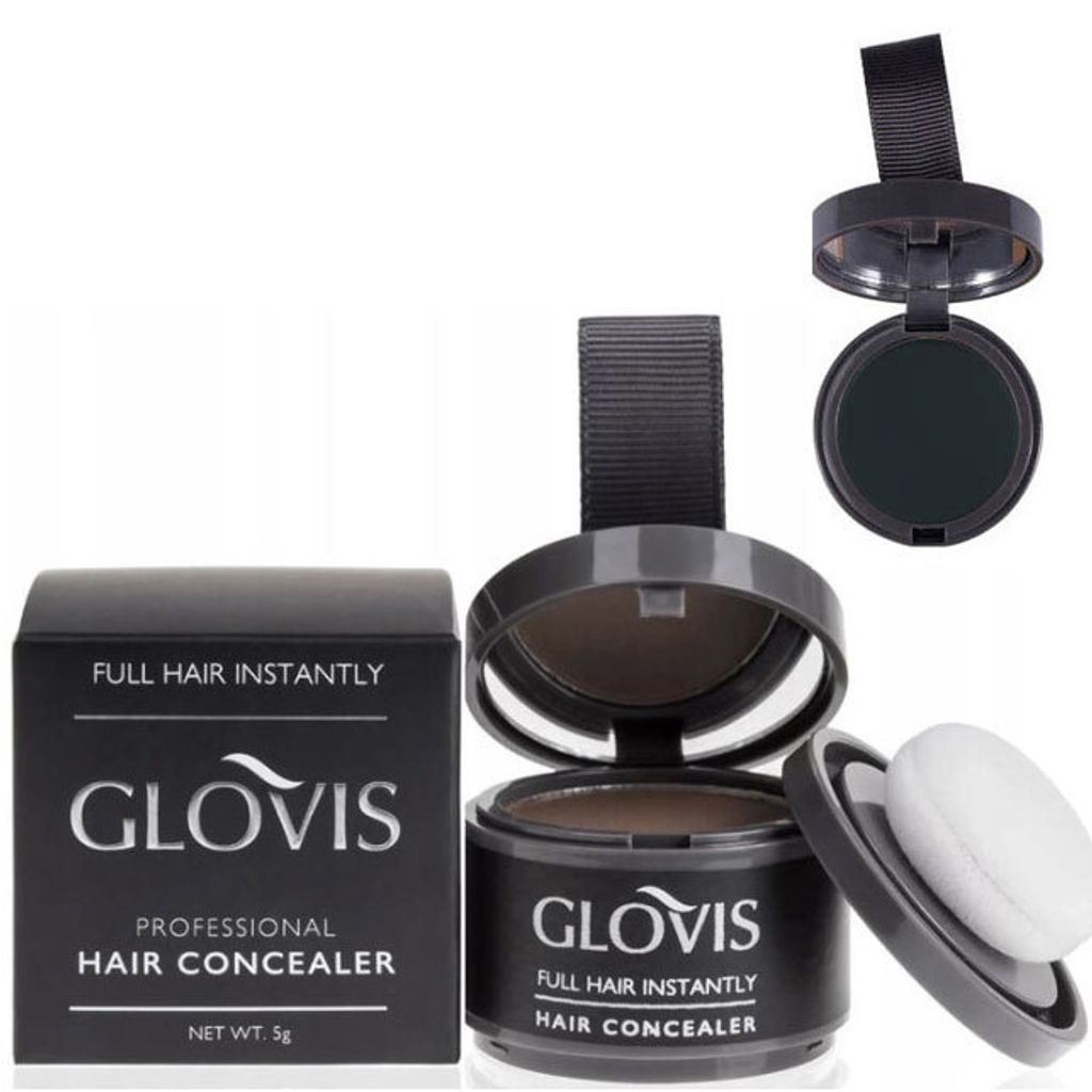 Glovis Haar Concealer SCHWARZ - Ansatzpuder Haarverdichtungspuder Ansatz kaschieren Bartauffüllung