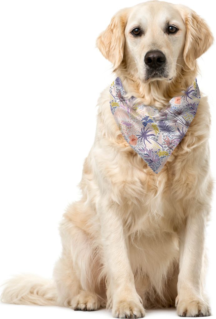 ABAKUHAUS Botanisch Haustier Bandana, Flora Kräuter-Punkte-Anschläge, 40x40 cm, weiß Multicolor