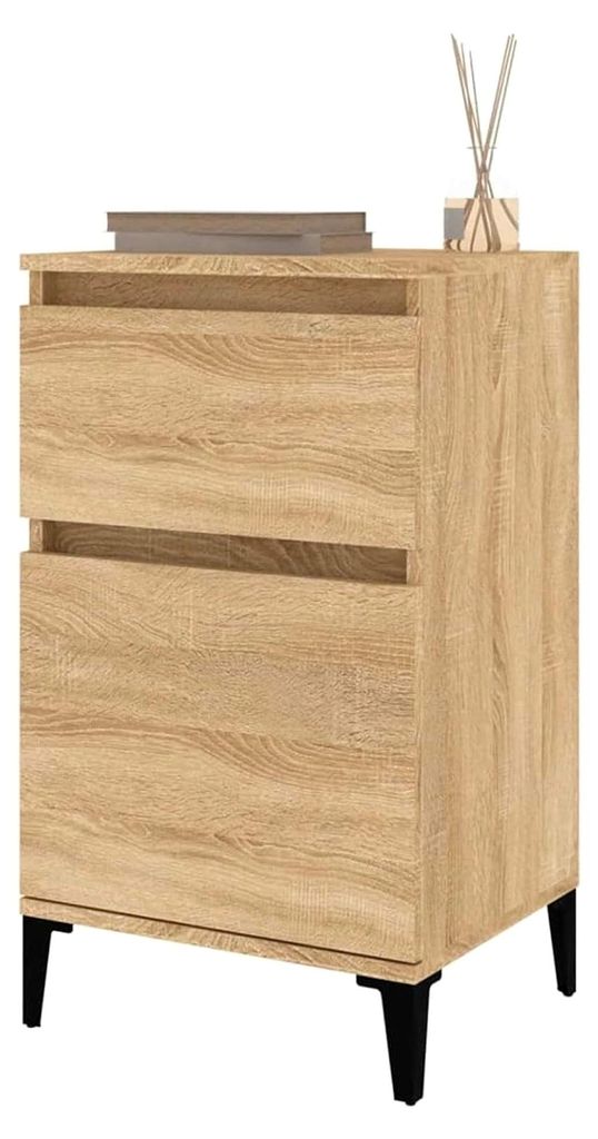 Nachttische 2 Stück, Nachtschrank, Nachtkästchen, Beistelltisch, Schlafzimmermöbel, Sonoma-Eiche 40x35x70 cm