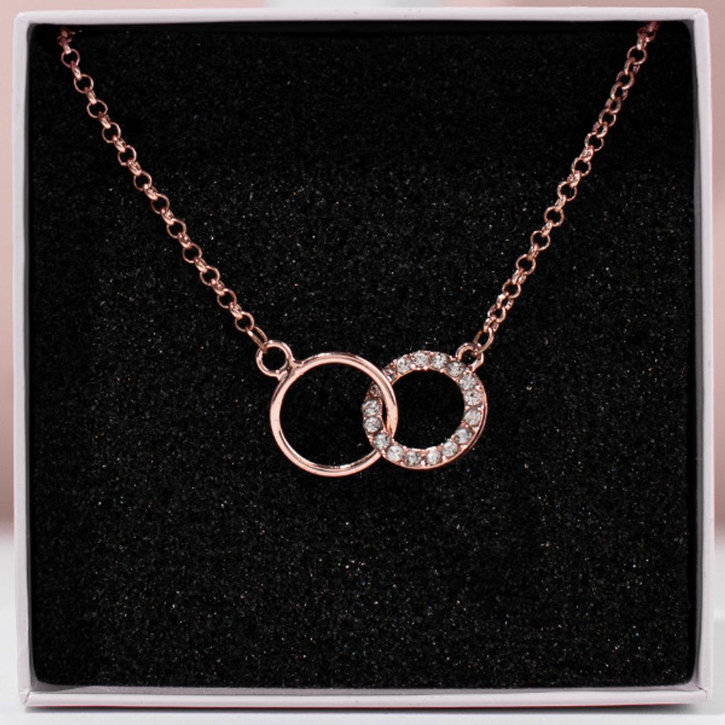 Damen Halskette aus Roségold mit Zirkonia-Kristallen - An Produktbild 3