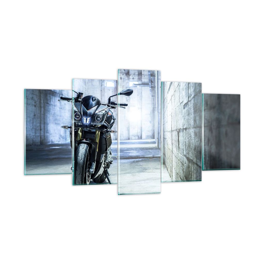 Bilder auf glas - Motorrad retro klassisch - 160x85cm - Glasbilder - Wandbilder - Kunstdruck - zum Aufhängen bereit - Wanddekoration aus Glas - Gl...