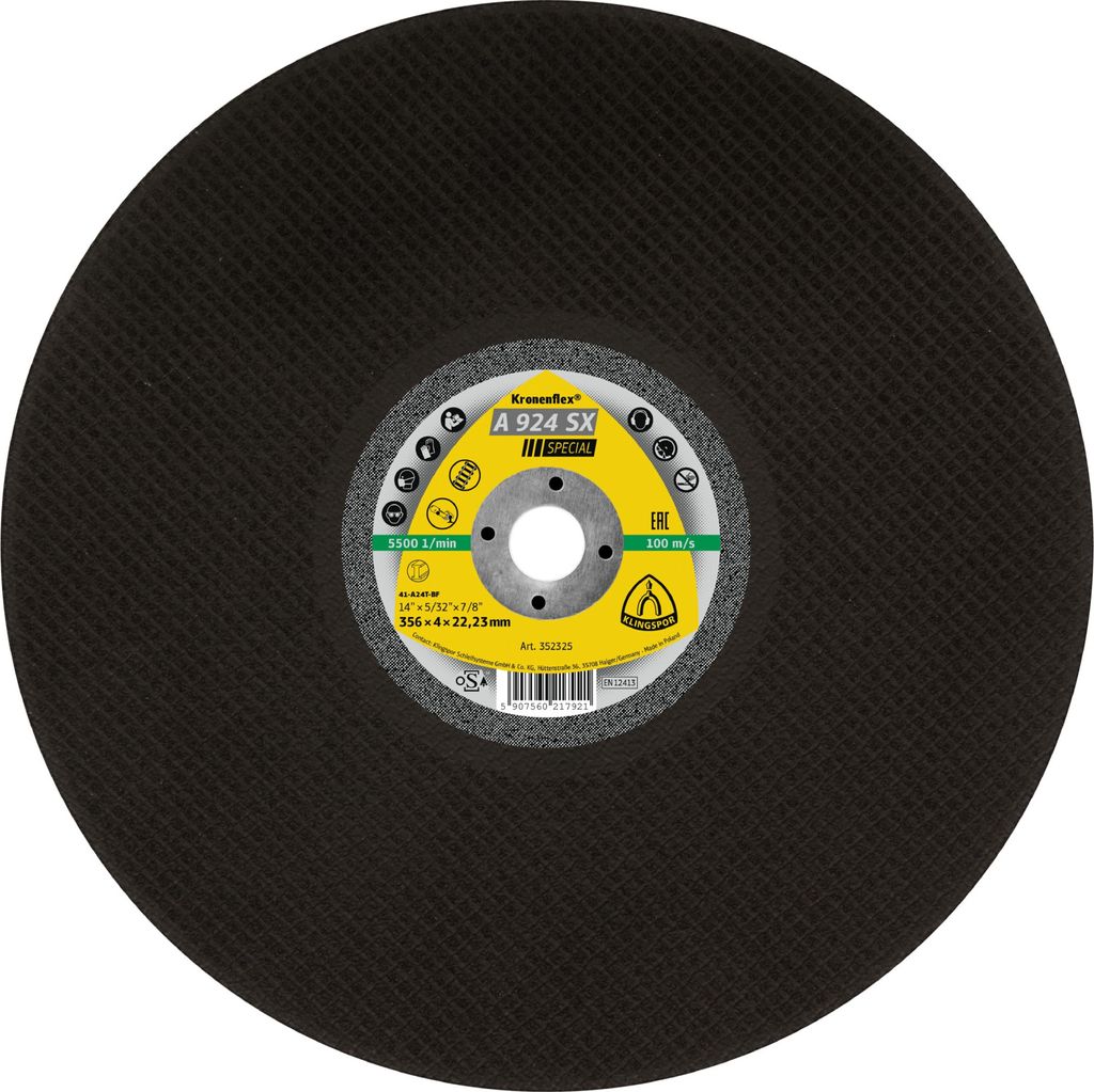 Klingspor A 924 SX Großtrennscheiben, 356 x 4 x 22,23 mm gerade 10 Stk