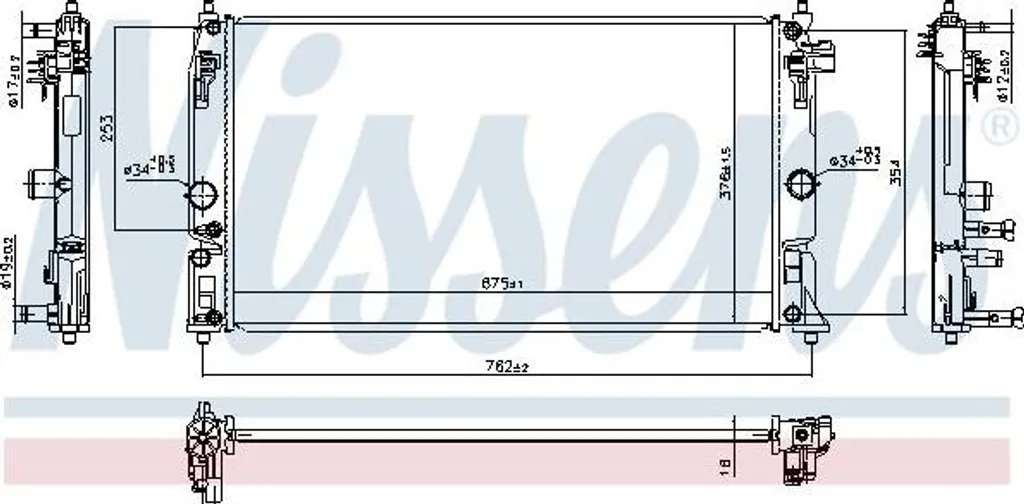 Radiateur moteur en aluminium brasé Nissens 606394 haute fiabilité
