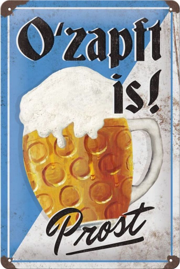Nostalgic-Art - Blechschild 20 x 30cm - Open Bar - SONDEREDITION - O'zapft is!