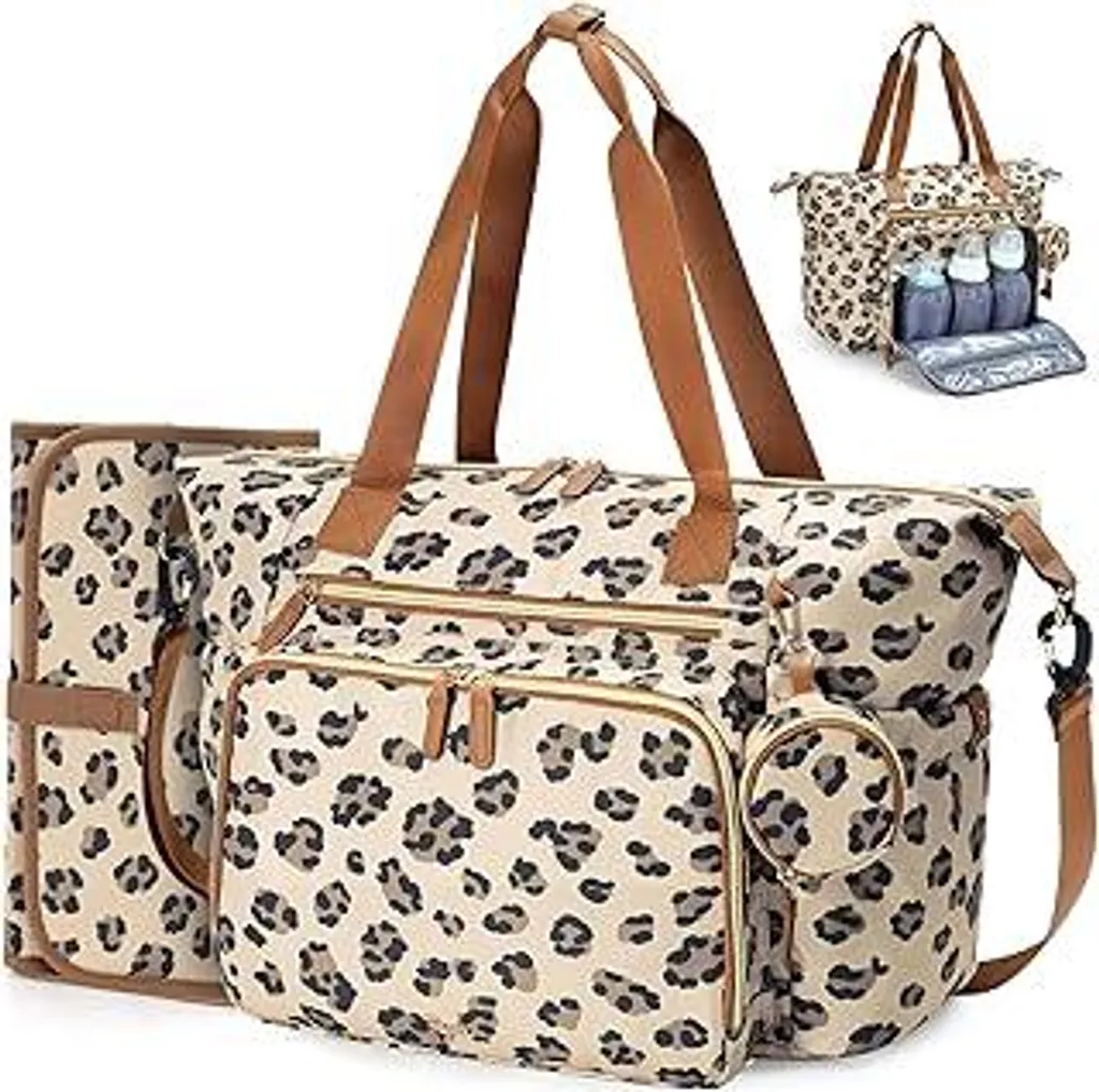 Borsa Fasciatoio Neonato Leopard: Zaino Mamma con Materassino