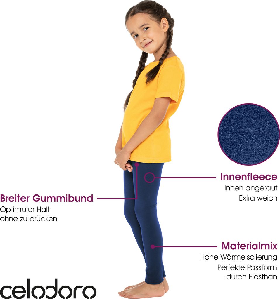 Celodoro Kinder Thermo Unterhose 2er Pack - Lange Winter Unterwäsche Für Jungs & Mädchen