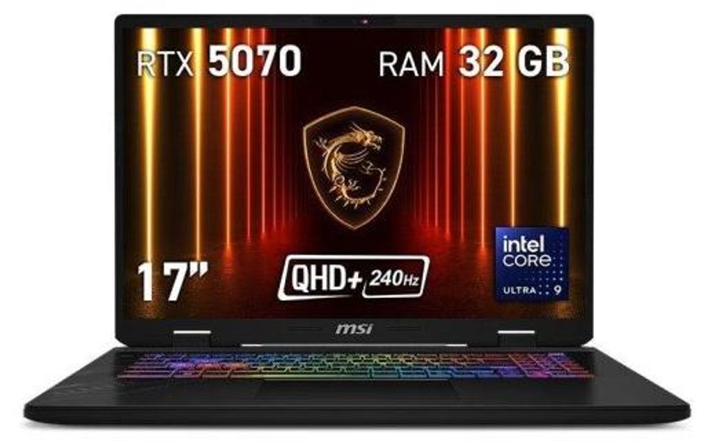 MSI Crosshair 17 HX AI D2XW 17-Zoll-Laptop mit Intel Core Ultra 9 275HX, 32 GB RAM, 1 TB SSD und RTX 5070, FreeDOS
