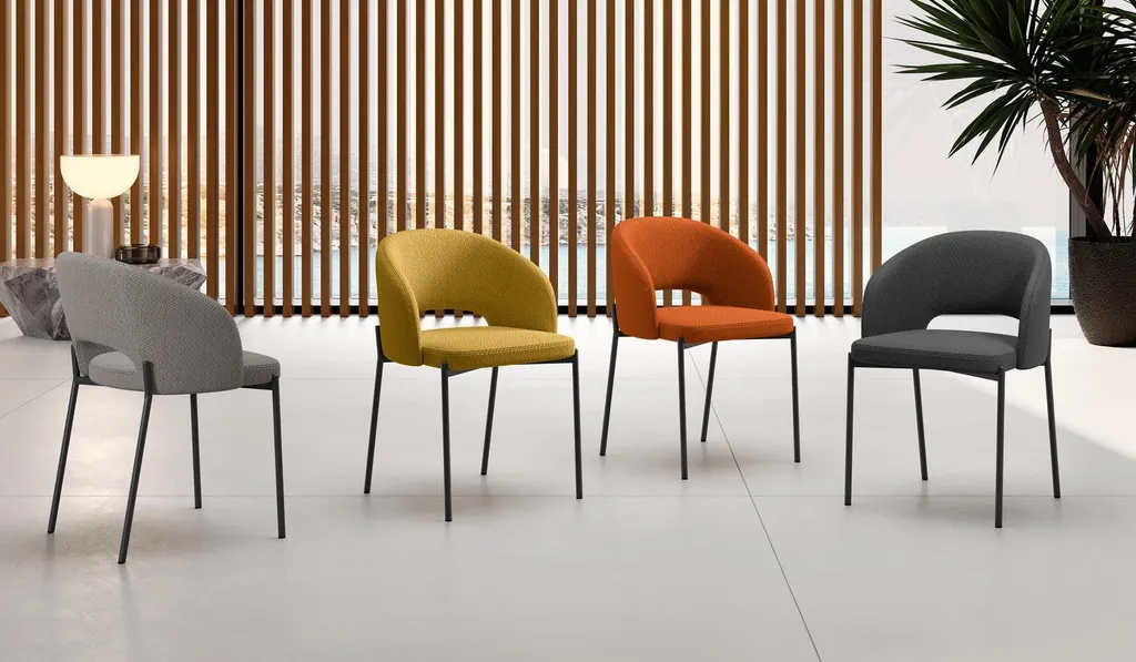 Chaise Greta orange pour cuisine et séjour - Lot de 2 sièges en tissu