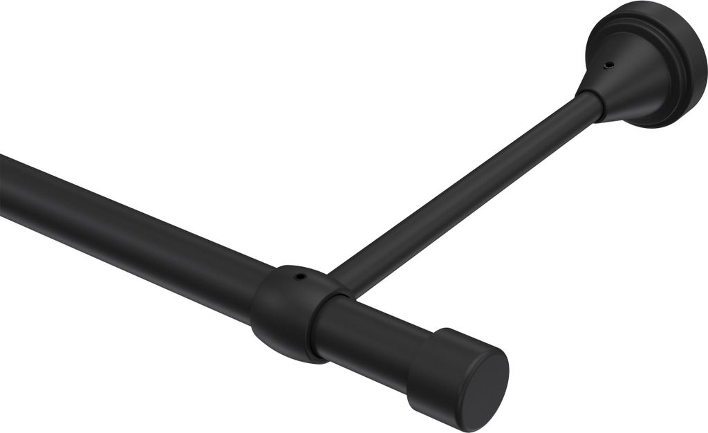 Interdeco Gardinenstange / Vorhangstange Schwarz, Typ Primus Lucan (Kappe), 16 mm Ø 1-läufig, 540 cm