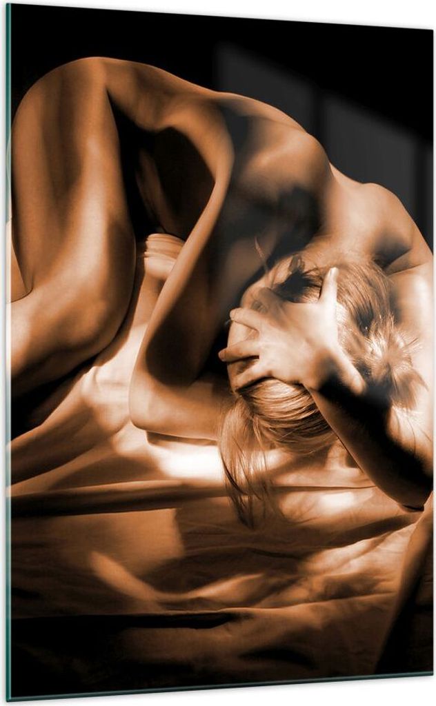 Bilder auf glas - Einteilig - Nackte Frau Akt Modell Photofitness - 70x100cm - Glasbilder - Wandbilder - Bilder - Wanddekoration aus Glas - Glas Bi...