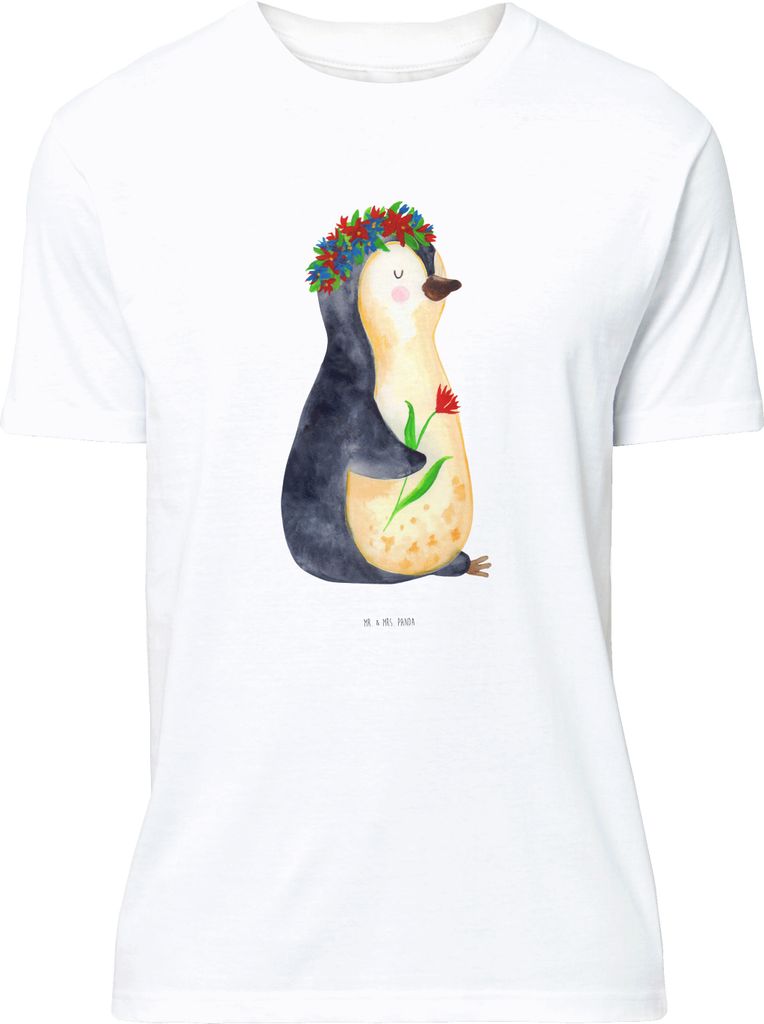 Mr. & Mrs. Panda Tshirt Pinguin Blumen - Weiß - Geschenk, S T-Shirt, Shirt, oberteil, Wunderschön, Wünsche, Selbstliebe, Design, Blumenliebe, Li...