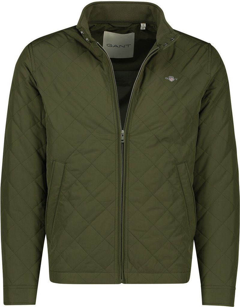 Gant Übergangsjacke einfarbig grün Reißverschluss normale Passform Polyester