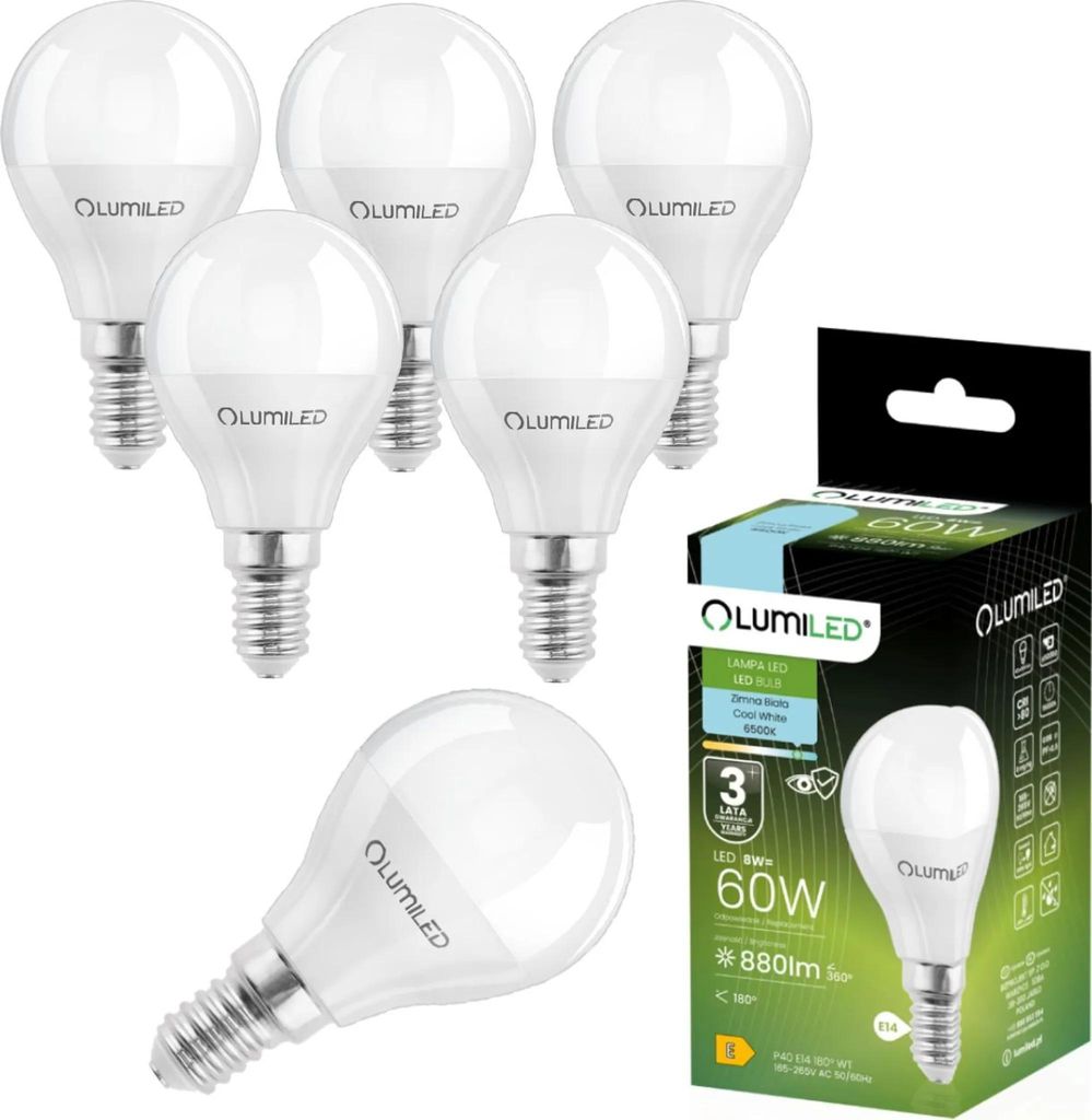 LUMILED LED žiarovky E14 P45 8W nahrádzajú 60W 6 kusov Obrázok produktu 