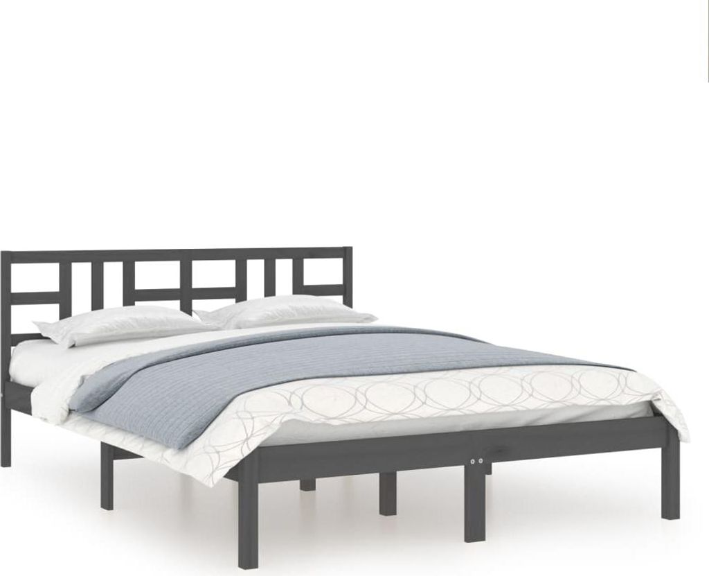 vidaXL Massivholzbett Grau 200x200 cm