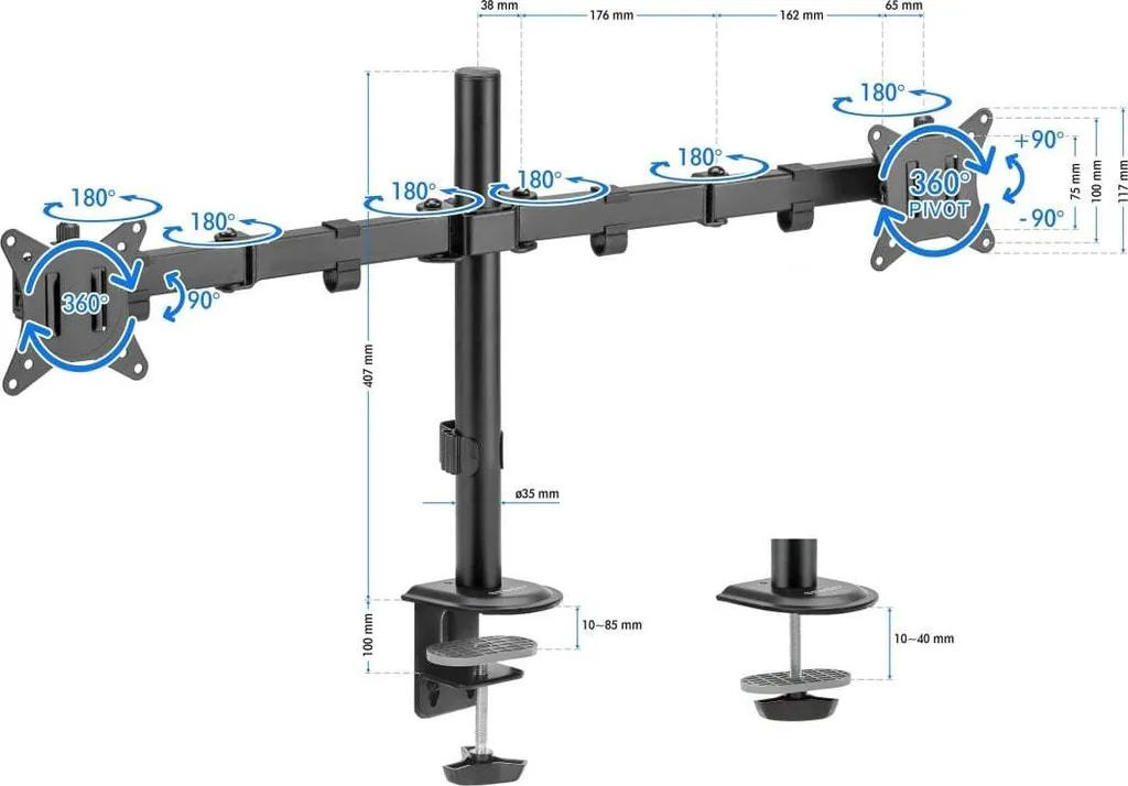 SENSE7 FLOAT DOUBLE Support de moniteur PC 17-32 pouces Noir VESA - 10