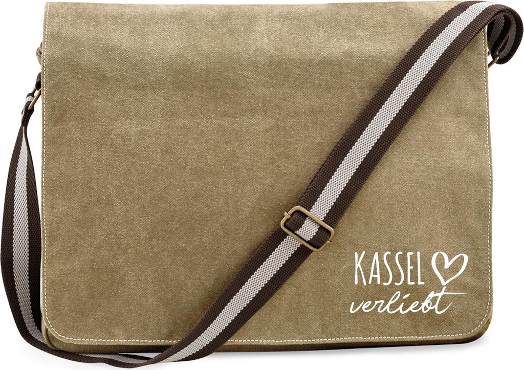 Huuraa Umhängetasche Kassel verliebt 14 Liter Sahara Canvas Laptoptasche Geschenkidee